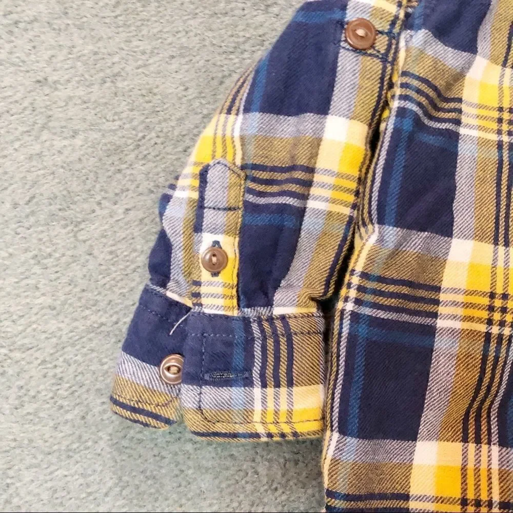 Baby Gap plaid shirt yellow blue and grey colors